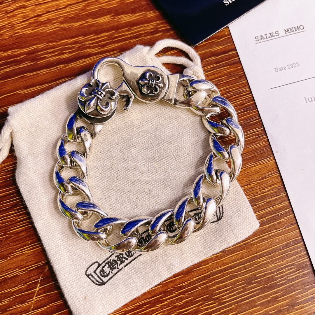 Chrome Hearts Silver Blue Enamel Bracelet